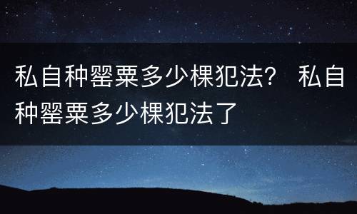 私自种罂粟多少棵犯法？ 私自种罂粟多少棵犯法了