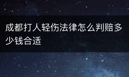 成都打人轻伤法律怎么判赔多少钱合适