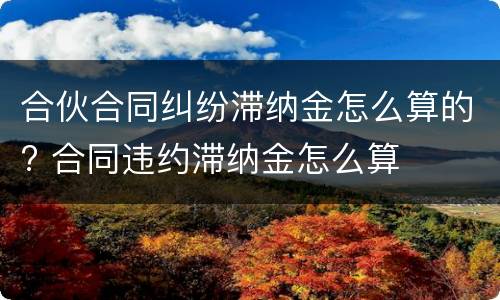 合伙合同纠纷滞纳金怎么算的? 合同违约滞纳金怎么算