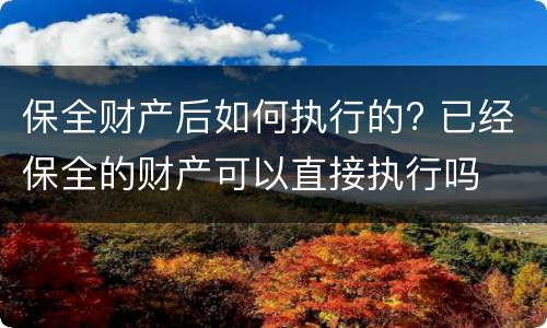 保全财产后如何执行的? 已经保全的财产可以直接执行吗