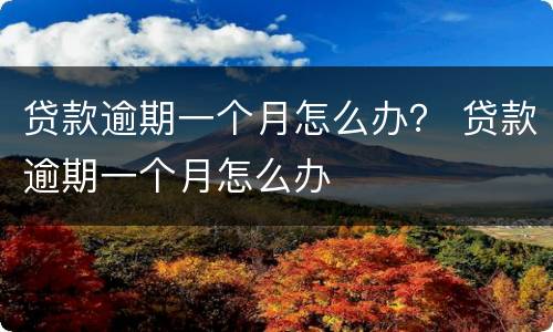 贷款逾期一个月怎么办？ 贷款逾期一个月怎么办