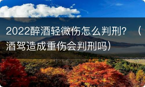2022醉酒轻微伤怎么判刑？（酒驾造成重伤会判刑吗）