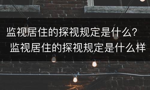 监视居住的探视规定是什么？ 监视居住的探视规定是什么样的