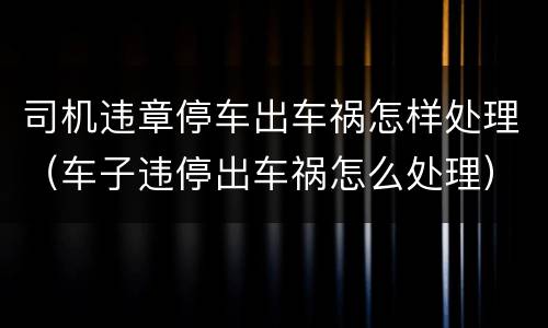 司机违章停车出车祸怎样处理（车子违停出车祸怎么处理）