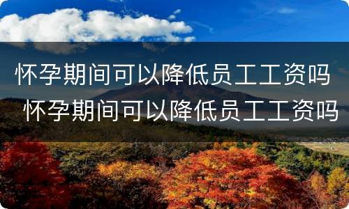 怀孕期间可以降低员工工资吗 怀孕期间可以降低员工工资吗合法吗