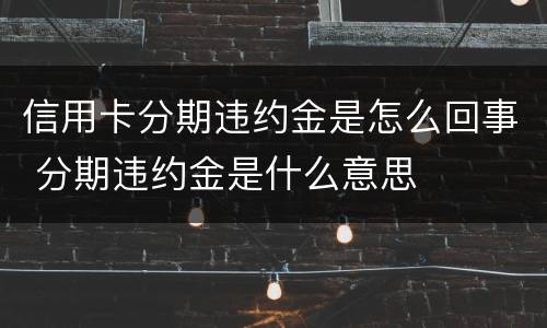 信用卡分期违约金是怎么回事 分期违约金是什么意思
