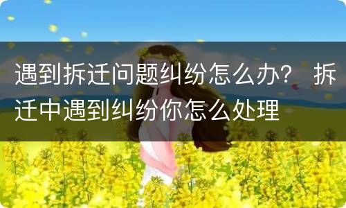 遇到拆迁问题纠纷怎么办？ 拆迁中遇到纠纷你怎么处理