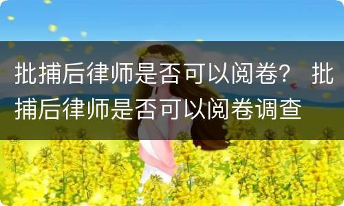 批捕后律师是否可以阅卷？ 批捕后律师是否可以阅卷调查
