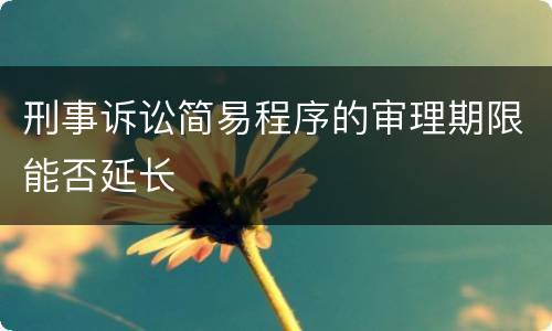 刑事诉讼简易程序的审理期限能否延长