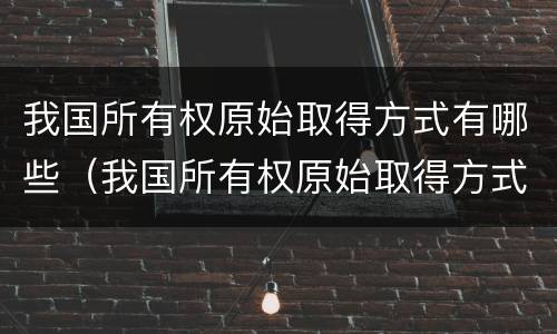我国所有权原始取得方式有哪些（我国所有权原始取得方式有哪些）