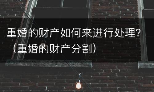 重婚的财产如何来进行处理？（重婚的财产分割）