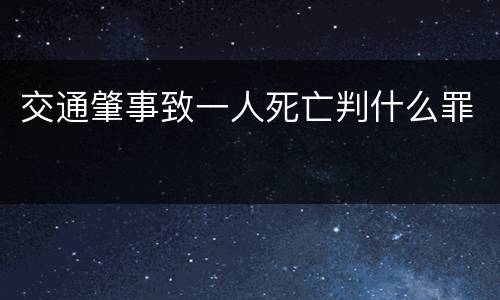 交通肇事致一人死亡判什么罪