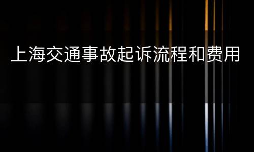 上海交通事故起诉流程和费用