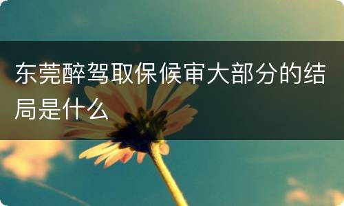 东莞醉驾取保候审大部分的结局是什么