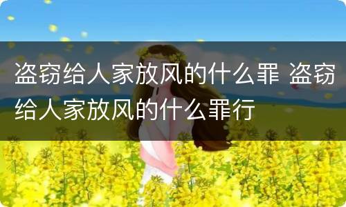 盗窃给人家放风的什么罪 盗窃给人家放风的什么罪行