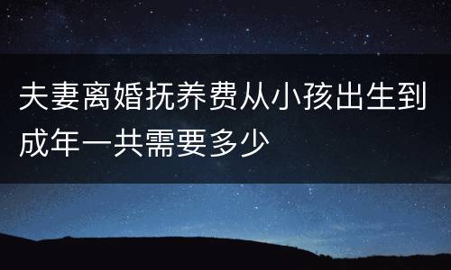 夫妻离婚抚养费从小孩出生到成年一共需要多少