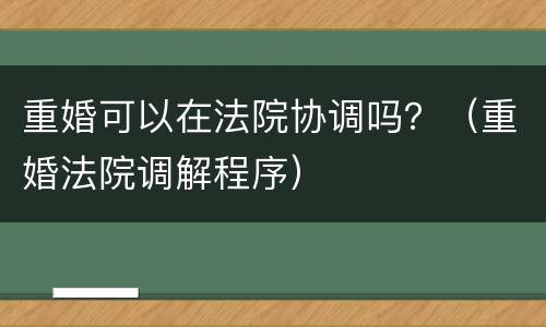 重婚可以在法院协调吗？（重婚法院调解程序）
