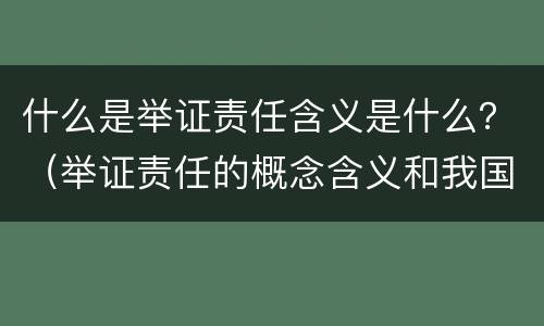 什么是举证责任含义是什么？（举证责任的概念含义和我国对举证责任的规定）