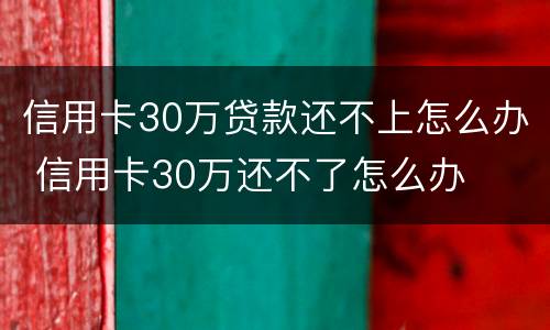 信用卡30万贷款还不上怎么办 信用卡30万还不了怎么办