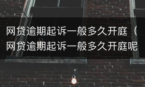网贷逾期起诉一般多久开庭（网贷逾期起诉一般多久开庭呢）