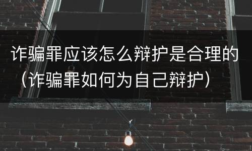 诈骗罪应该怎么辩护是合理的（诈骗罪如何为自己辩护）