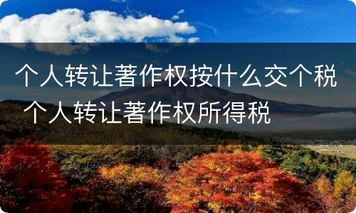 个人转让著作权按什么交个税 个人转让著作权所得税