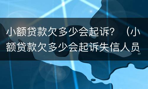 小额贷款欠多少会起诉？（小额贷款欠多少会起诉失信人员）
