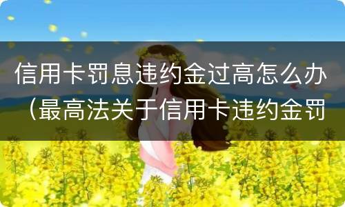 信用卡罚息违约金过高怎么办（最高法关于信用卡违约金罚息）