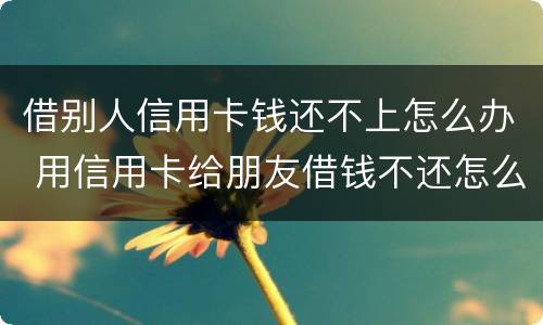 借别人信用卡钱还不上怎么办 用信用卡给朋友借钱不还怎么办