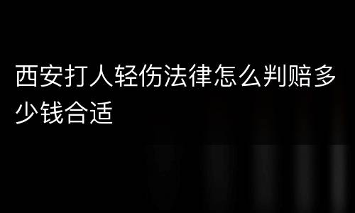 西安打人轻伤法律怎么判赔多少钱合适