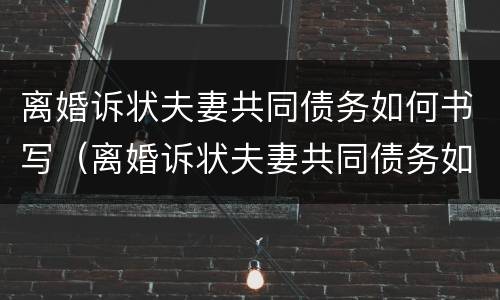 离婚诉状夫妻共同债务如何书写（离婚诉状夫妻共同债务如何书写才有效）