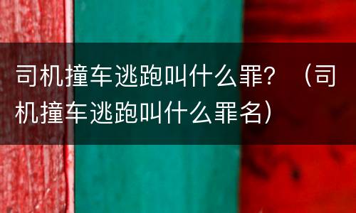 司机撞车逃跑叫什么罪？（司机撞车逃跑叫什么罪名）