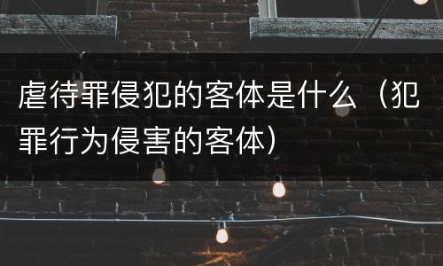 虐待罪侵犯的客体是什么（犯罪行为侵害的客体）