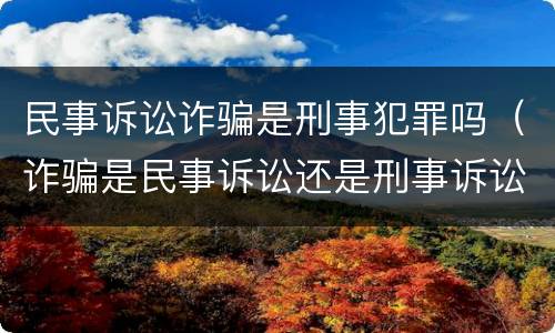 民事诉讼诈骗是刑事犯罪吗（诈骗是民事诉讼还是刑事诉讼）