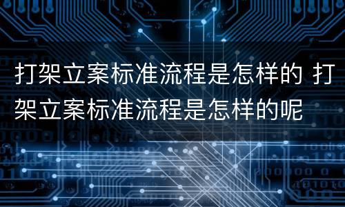 打架立案标准流程是怎样的 打架立案标准流程是怎样的呢