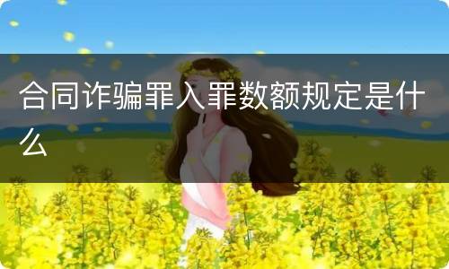 合同诈骗罪入罪数额规定是什么