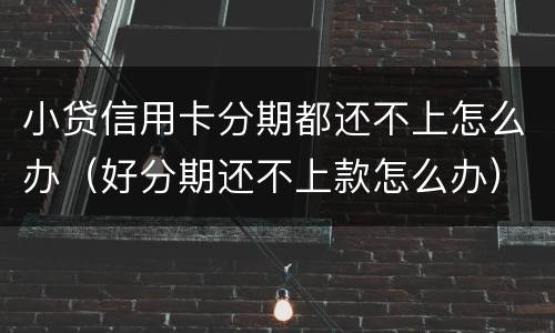 小贷信用卡分期都还不上怎么办（好分期还不上款怎么办）