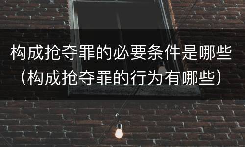 构成抢夺罪的必要条件是哪些（构成抢夺罪的行为有哪些）