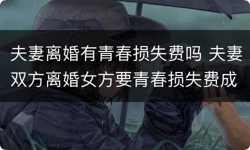 夫妻离婚有青春损失费吗 夫妻双方离婚女方要青春损失费成立吗