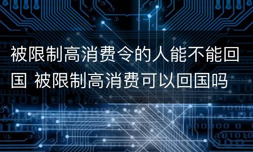 被限制高消费令的人能不能回国 被限制高消费可以回国吗