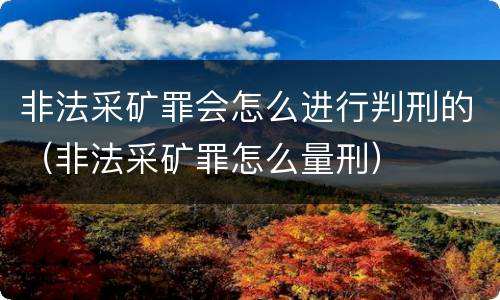 非法采矿罪会怎么进行判刑的（非法采矿罪怎么量刑）