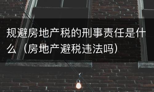 规避房地产税的刑事责任是什么（房地产避税违法吗）