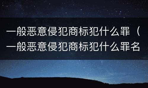 一般恶意侵犯商标犯什么罪（一般恶意侵犯商标犯什么罪名）