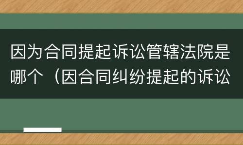 因为合同提起诉讼管辖法院是哪个（因合同纠纷提起的诉讼管辖权）