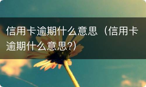 信用卡逾期什么意思（信用卡逾期什么意思?）