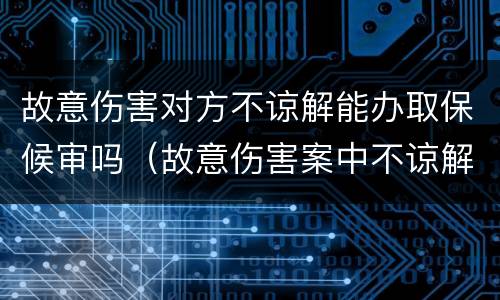 故意伤害对方不谅解能办取保候审吗（故意伤害案中不谅解能取保吗）