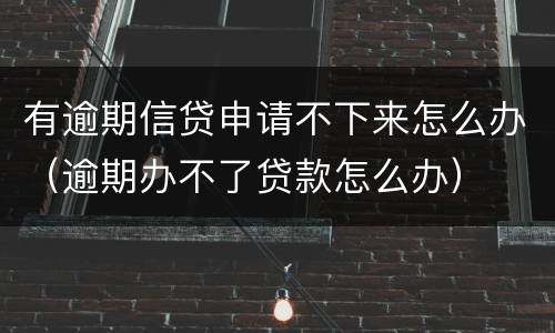 有逾期信贷申请不下来怎么办（逾期办不了贷款怎么办）