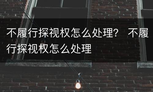 不履行探视权怎么处理？ 不履行探视权怎么处理