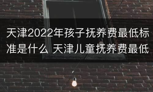 天津2022年孩子抚养费最低标准是什么 天津儿童抚养费最低标准