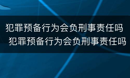 犯罪预备行为会负刑事责任吗 犯罪预备行为会负刑事责任吗判几年